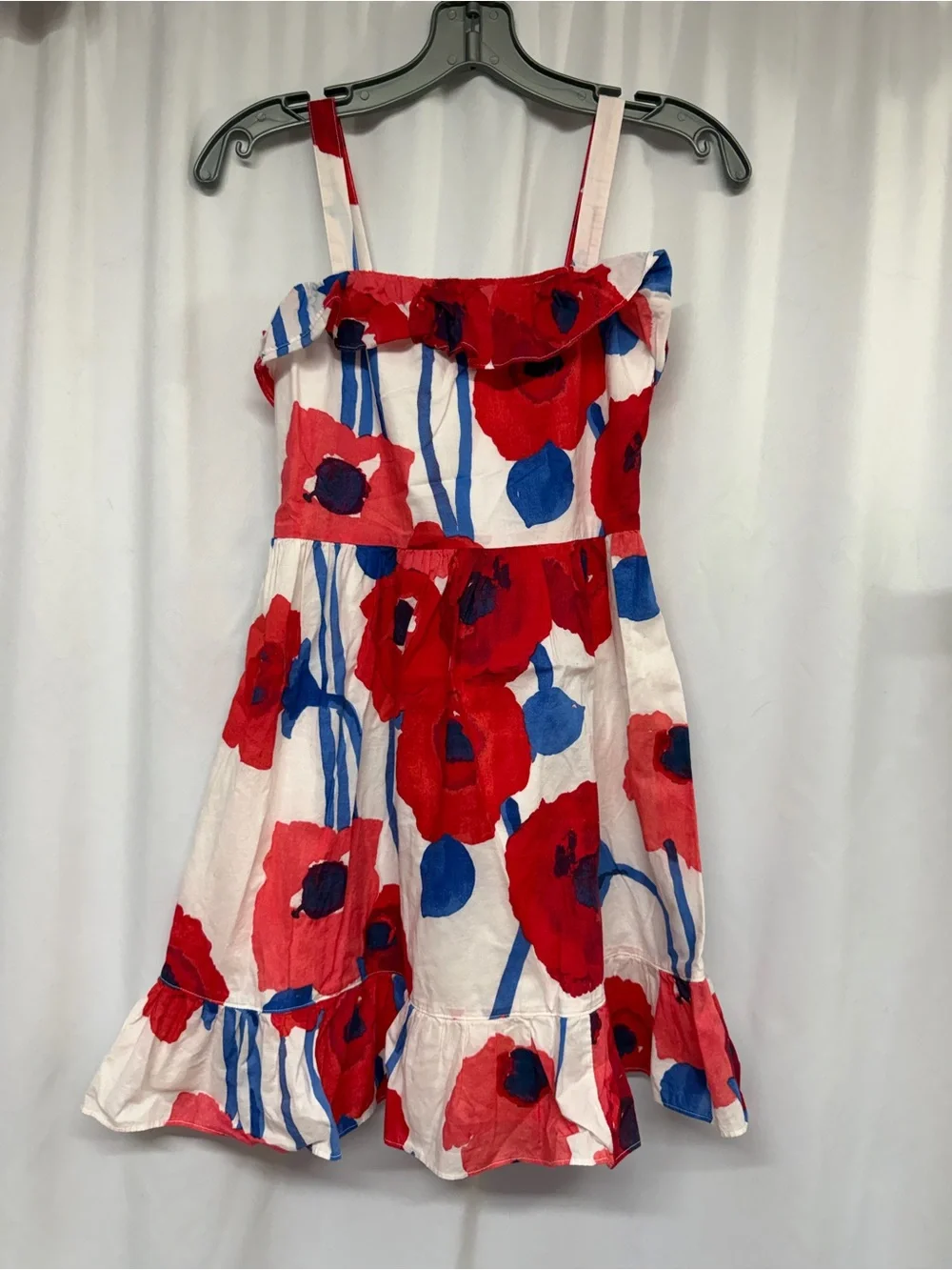 GapKids Girls Size XL 12 White Red Blue Floral Ruffle Sundress